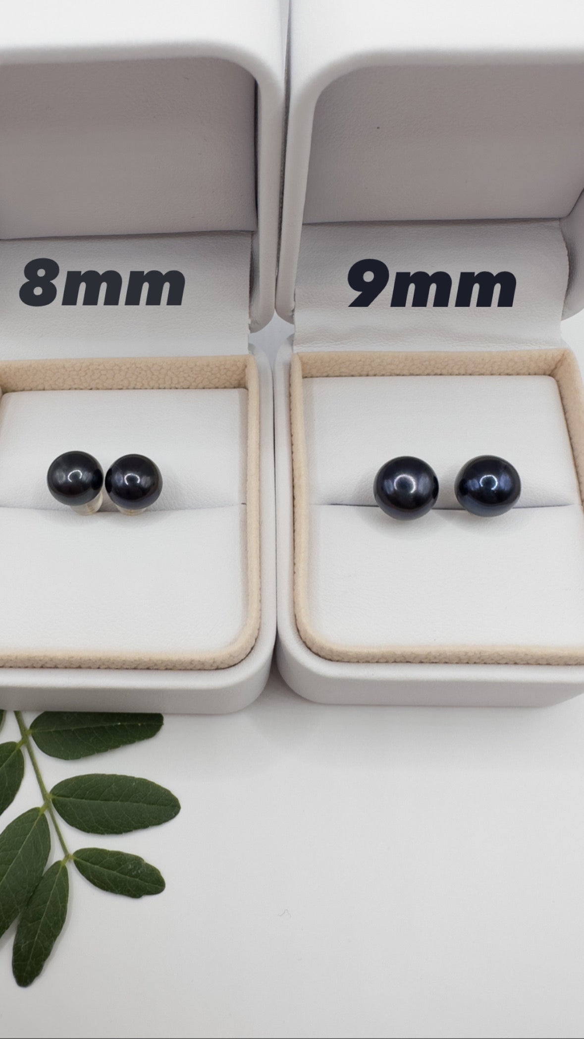 OS dark navy-blue freshwater pearl studs (8mm)