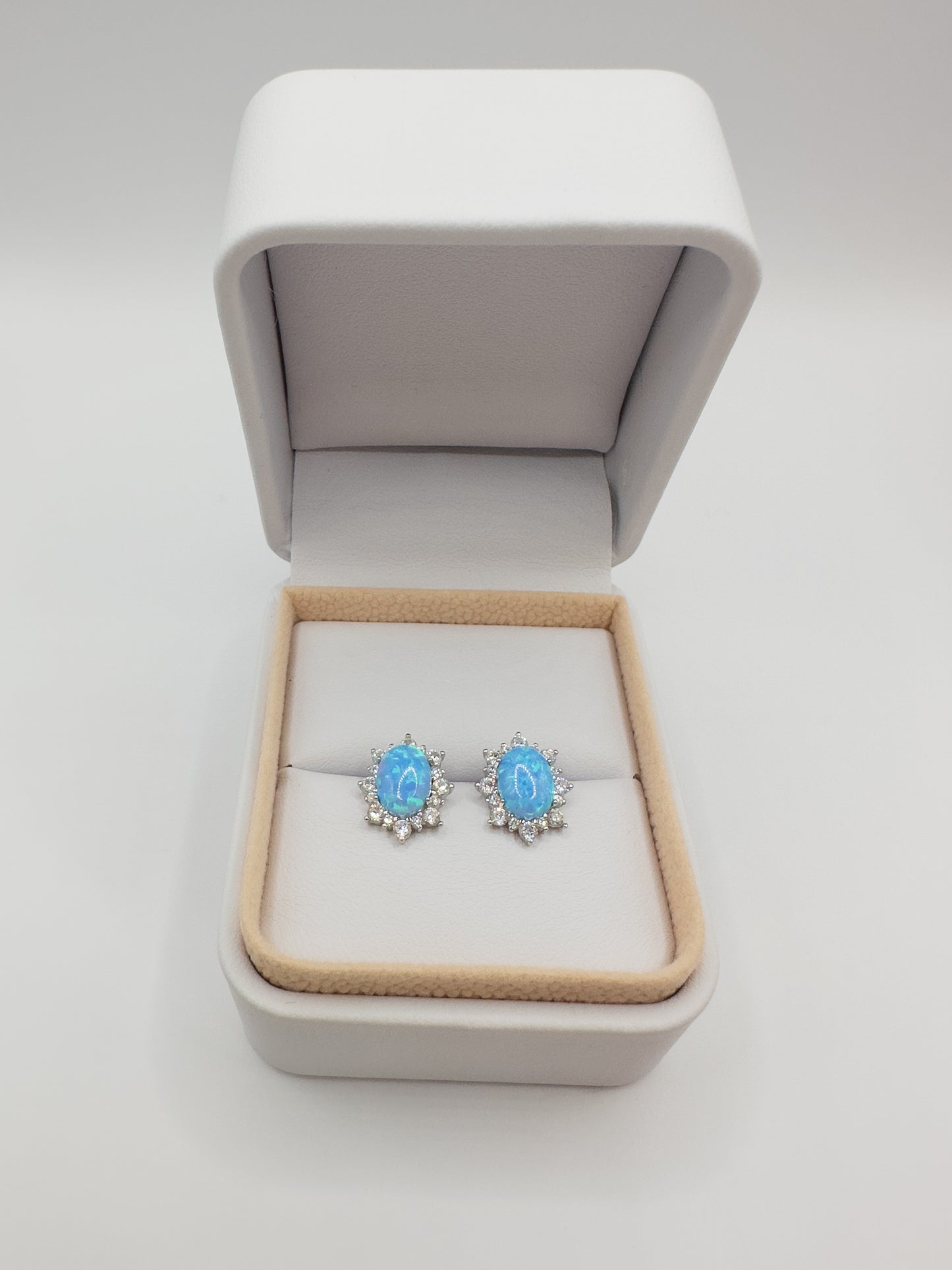 OS silver blue opal earrings