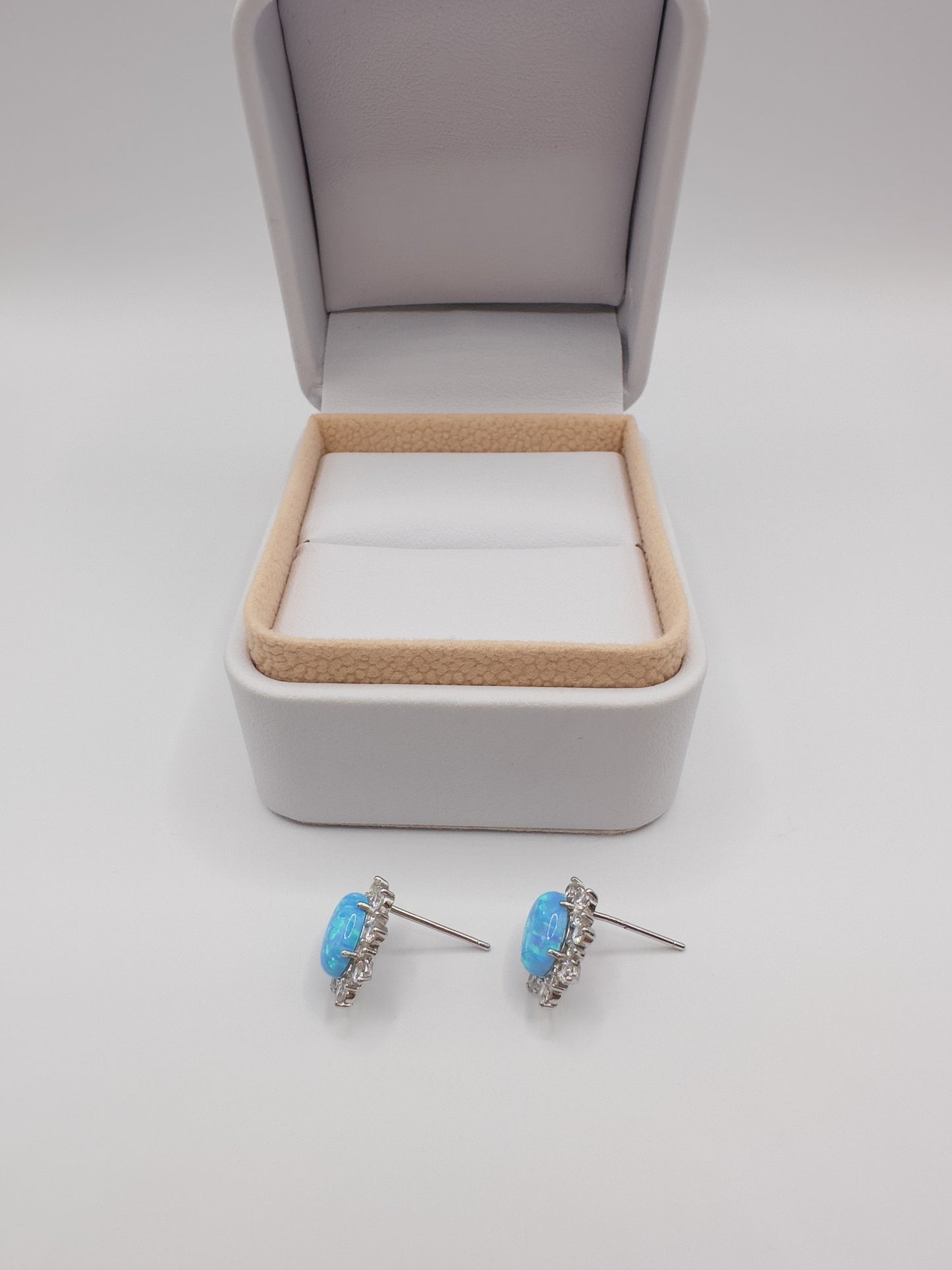 OS silver blue opal earrings