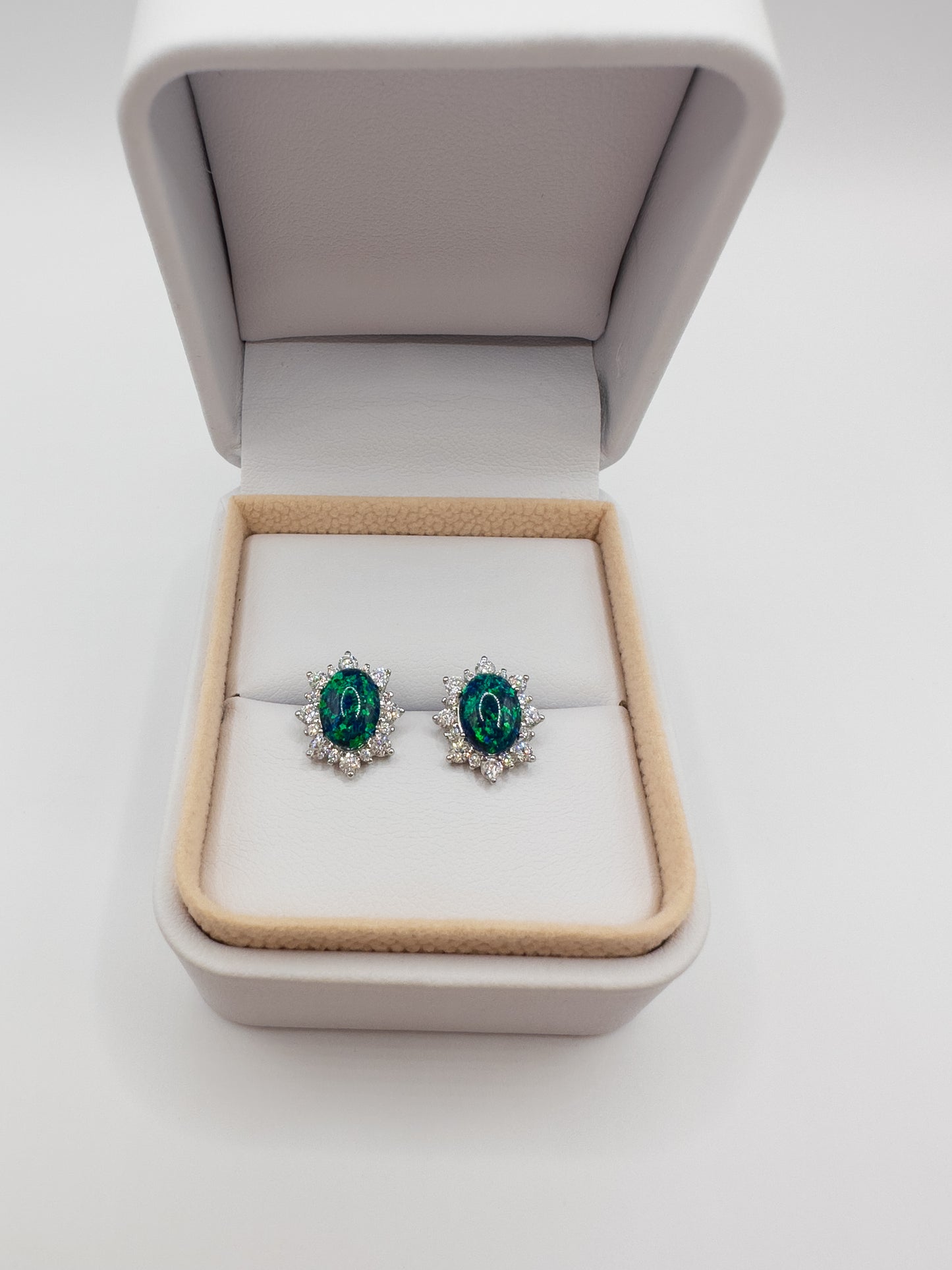 OS silver & green opal earrings