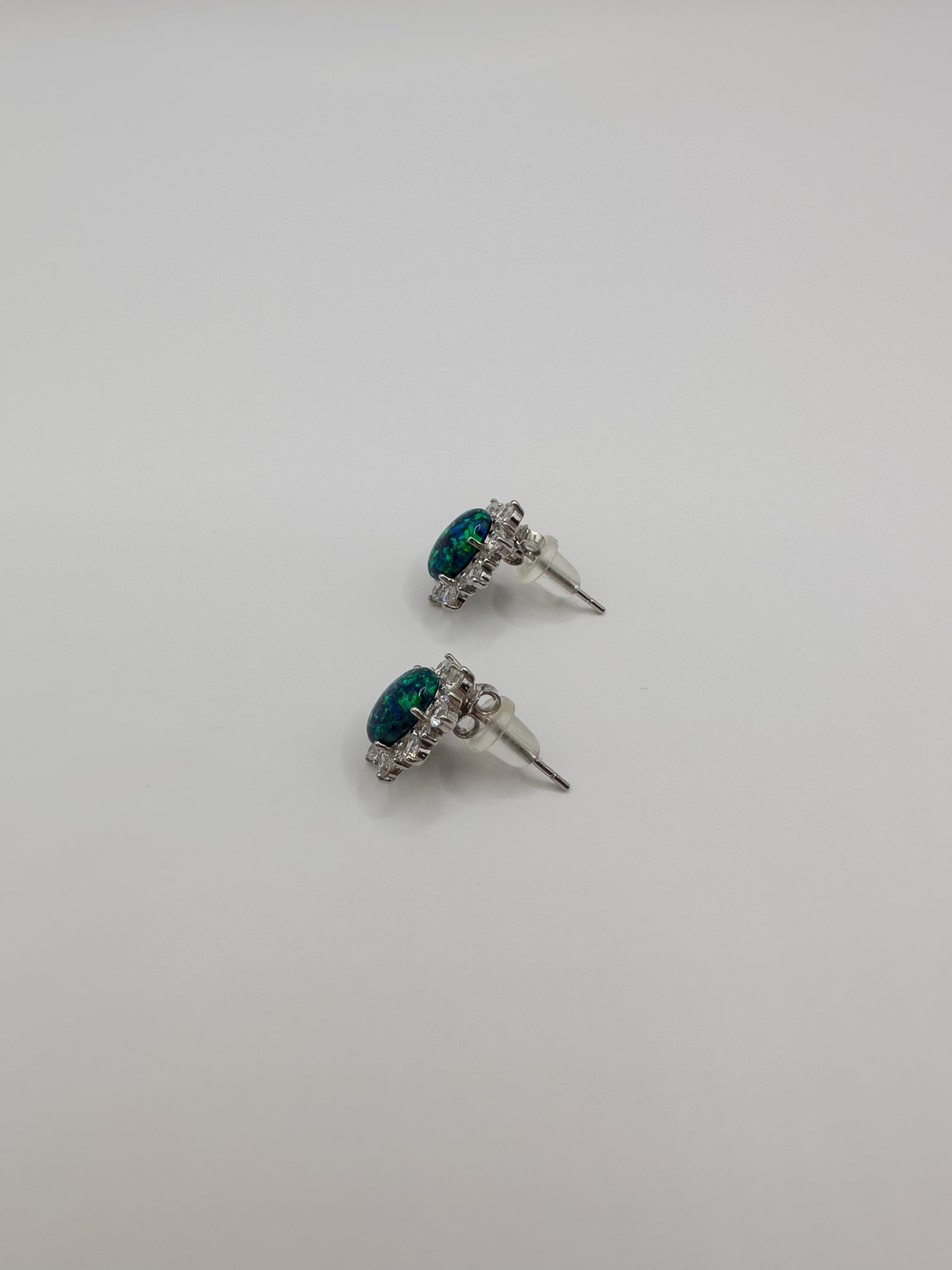 OS silver & green opal earrings