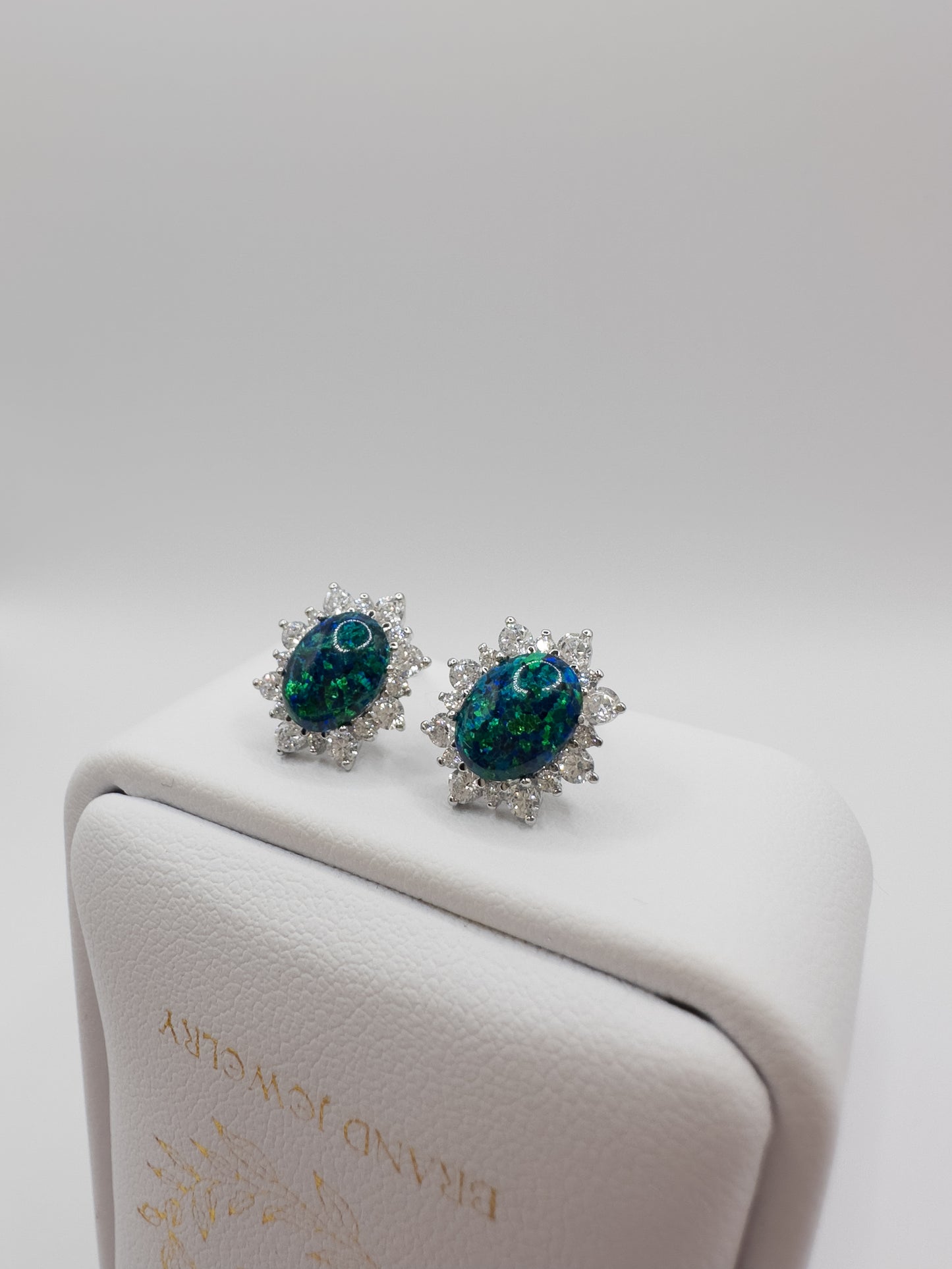 OS silver & green opal earrings