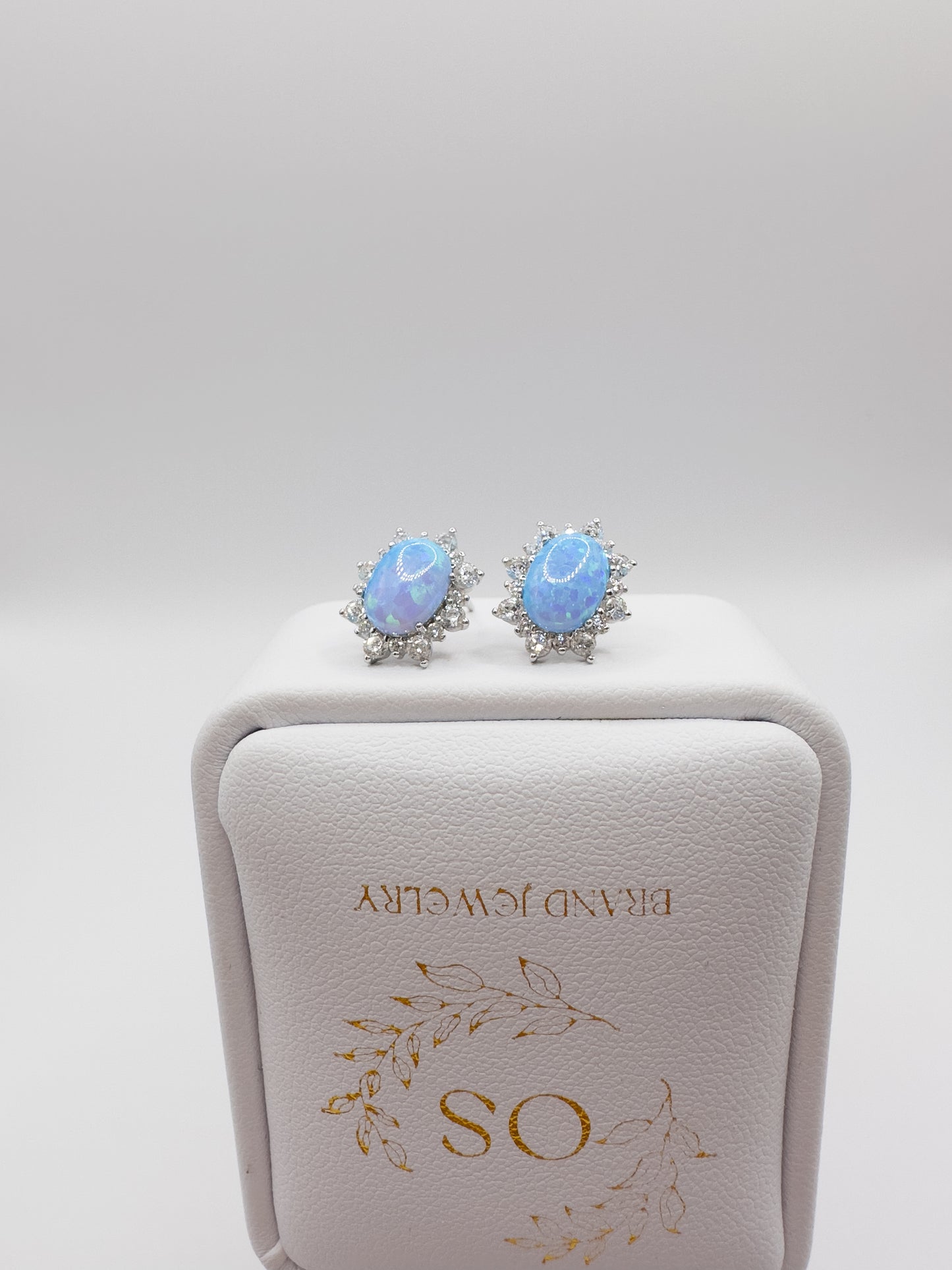 OS silver blue opal earrings