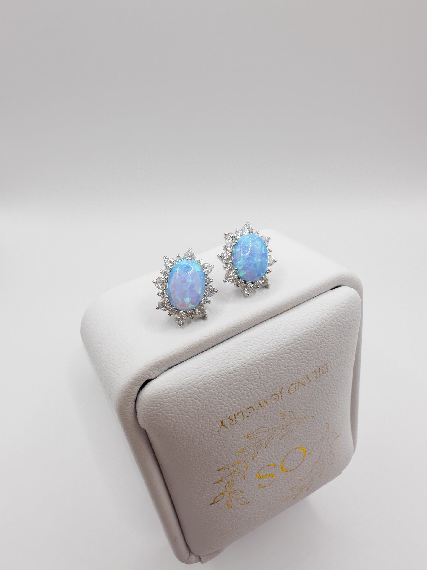 OS silver blue opal earrings