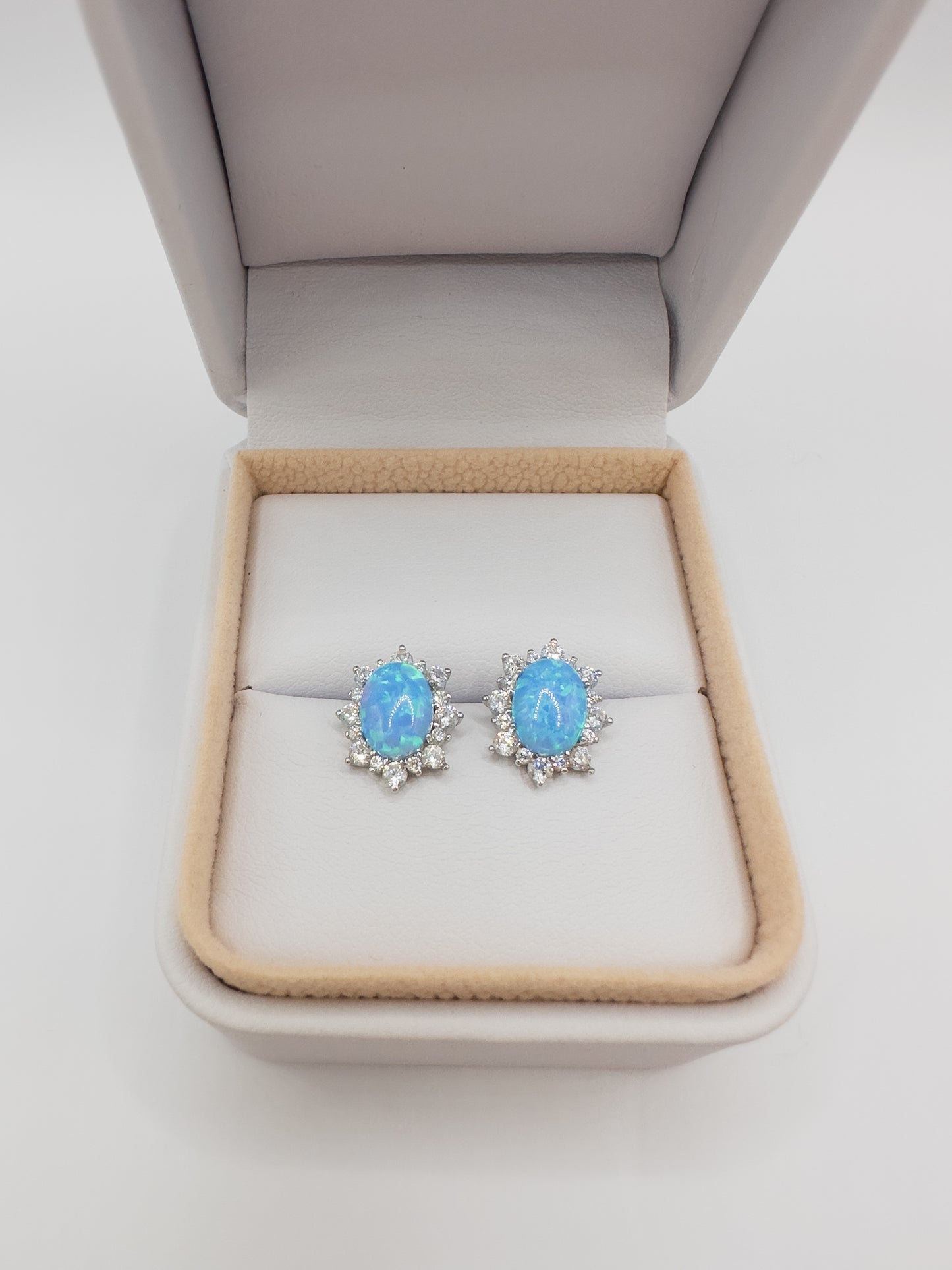 OS silver blue opal earrings