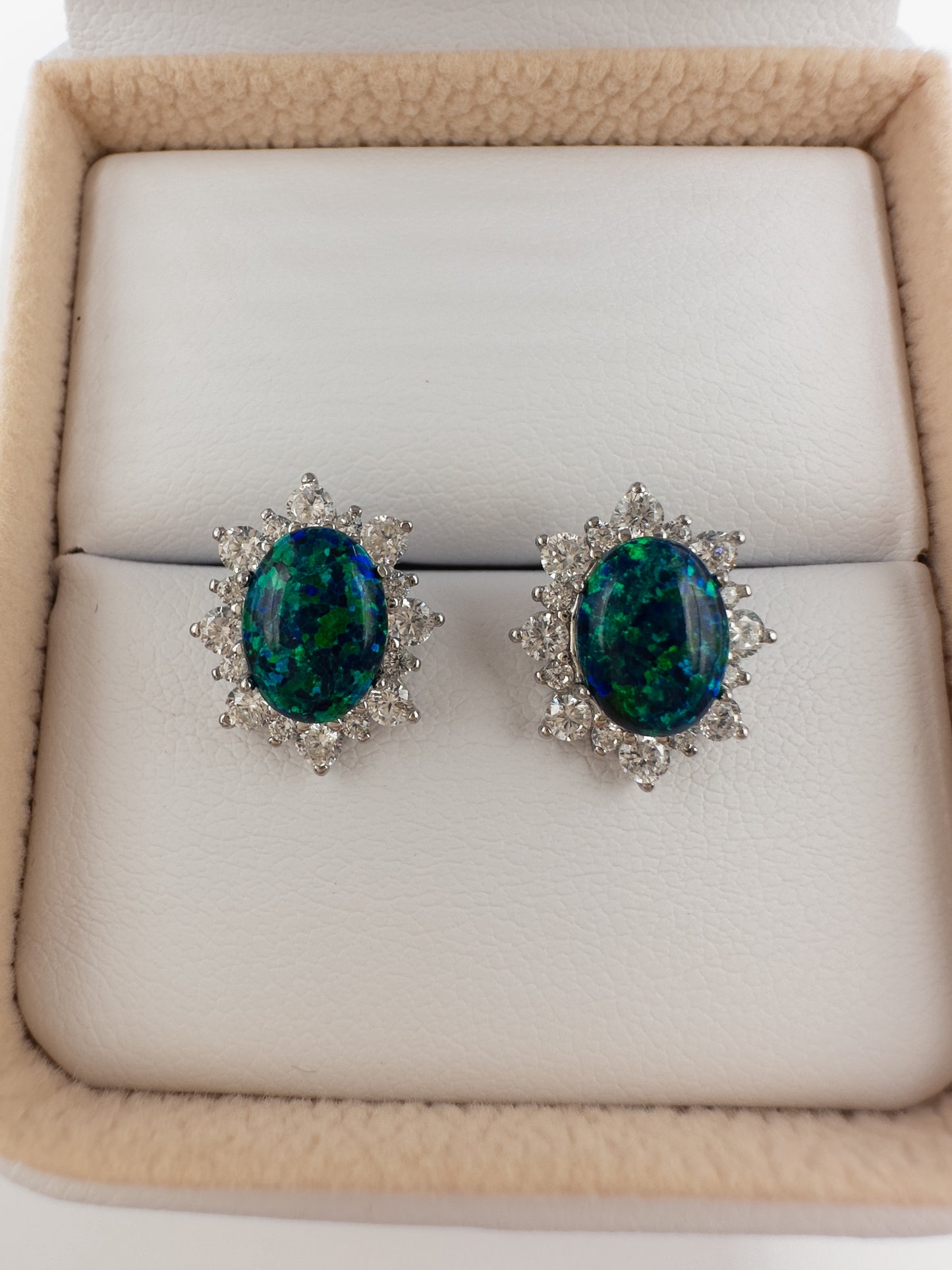 OS silver & green opal earrings