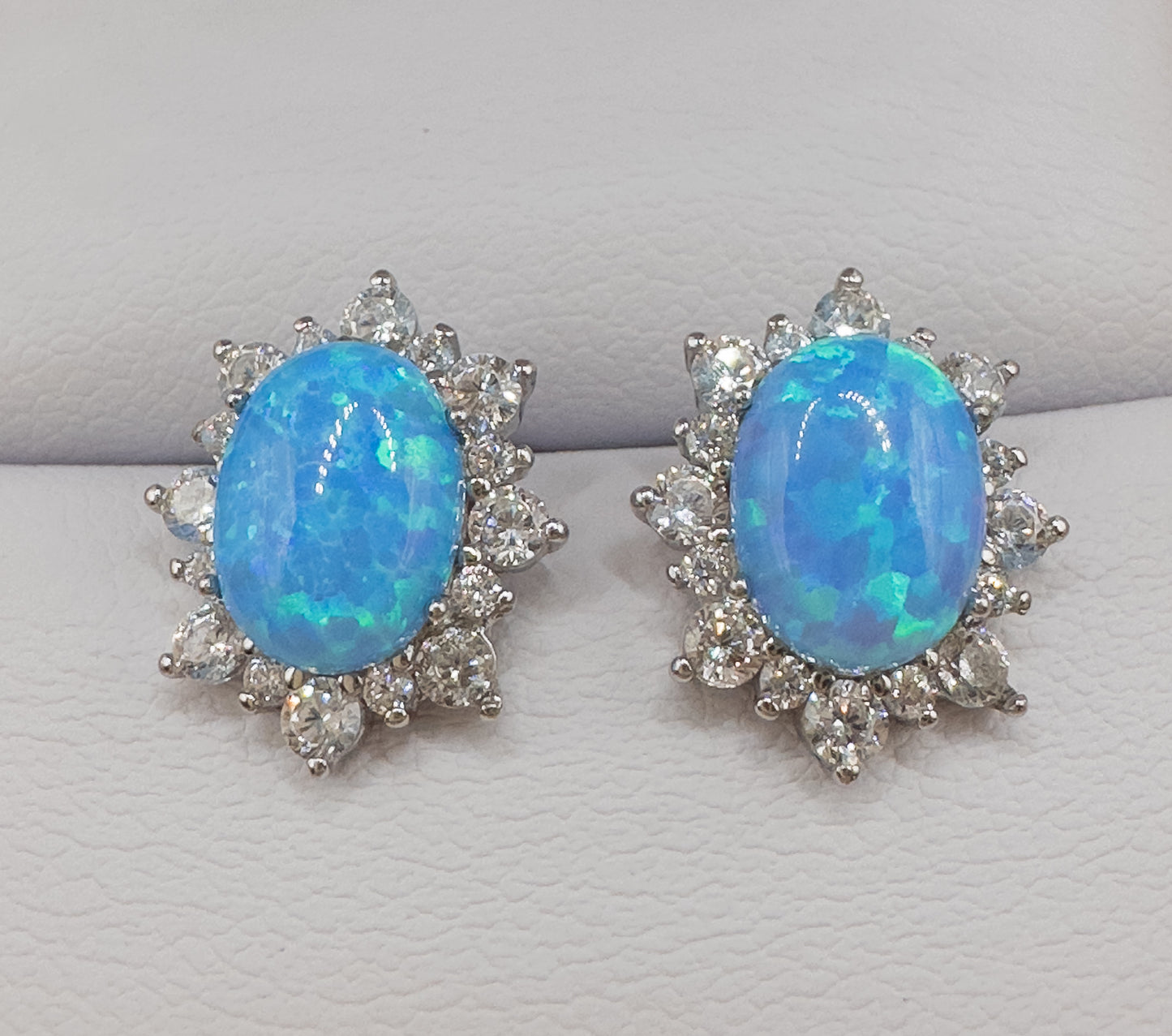 OS silver blue opal earrings