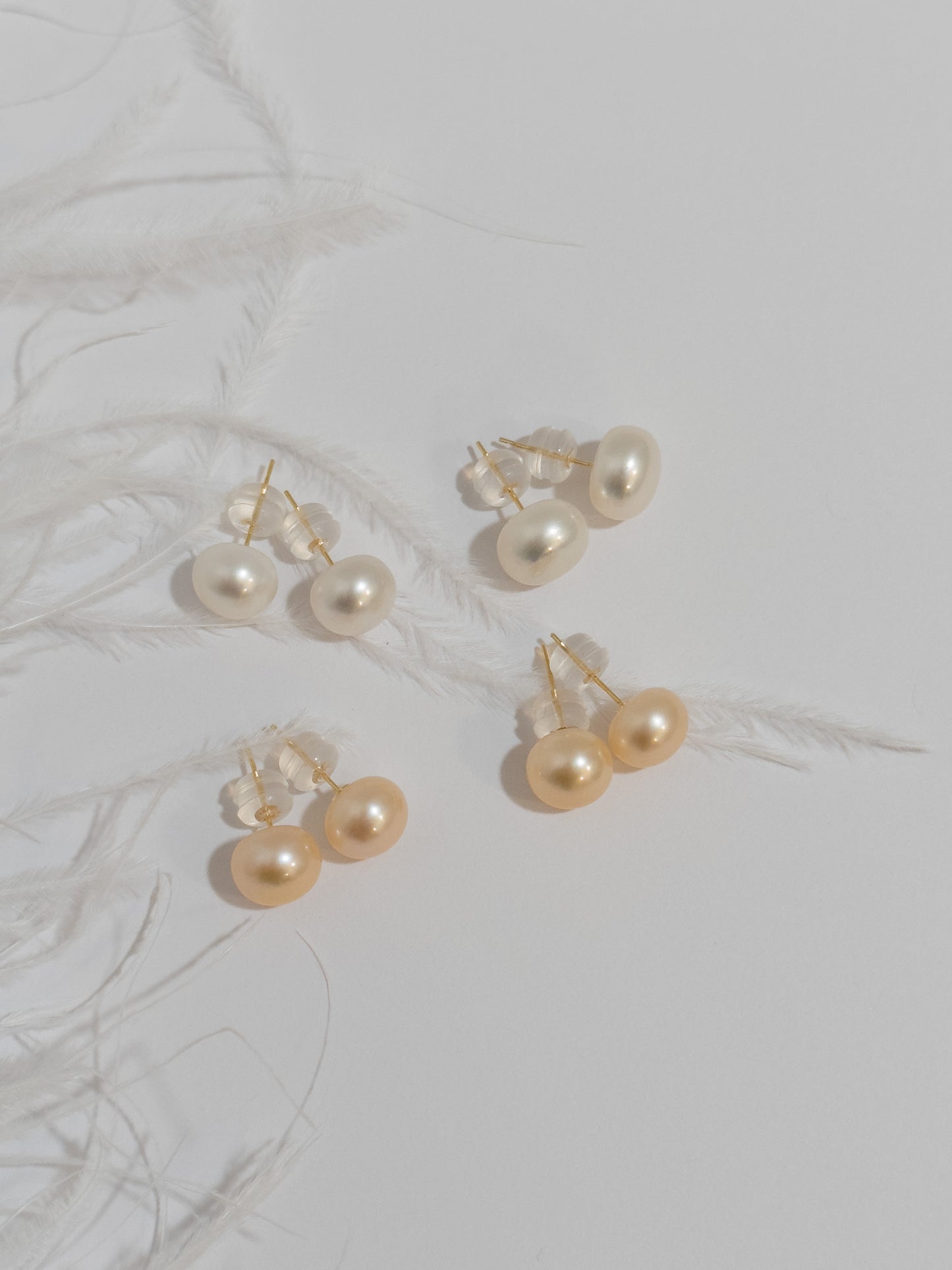 OS white freshwater pearl studs (9mm)