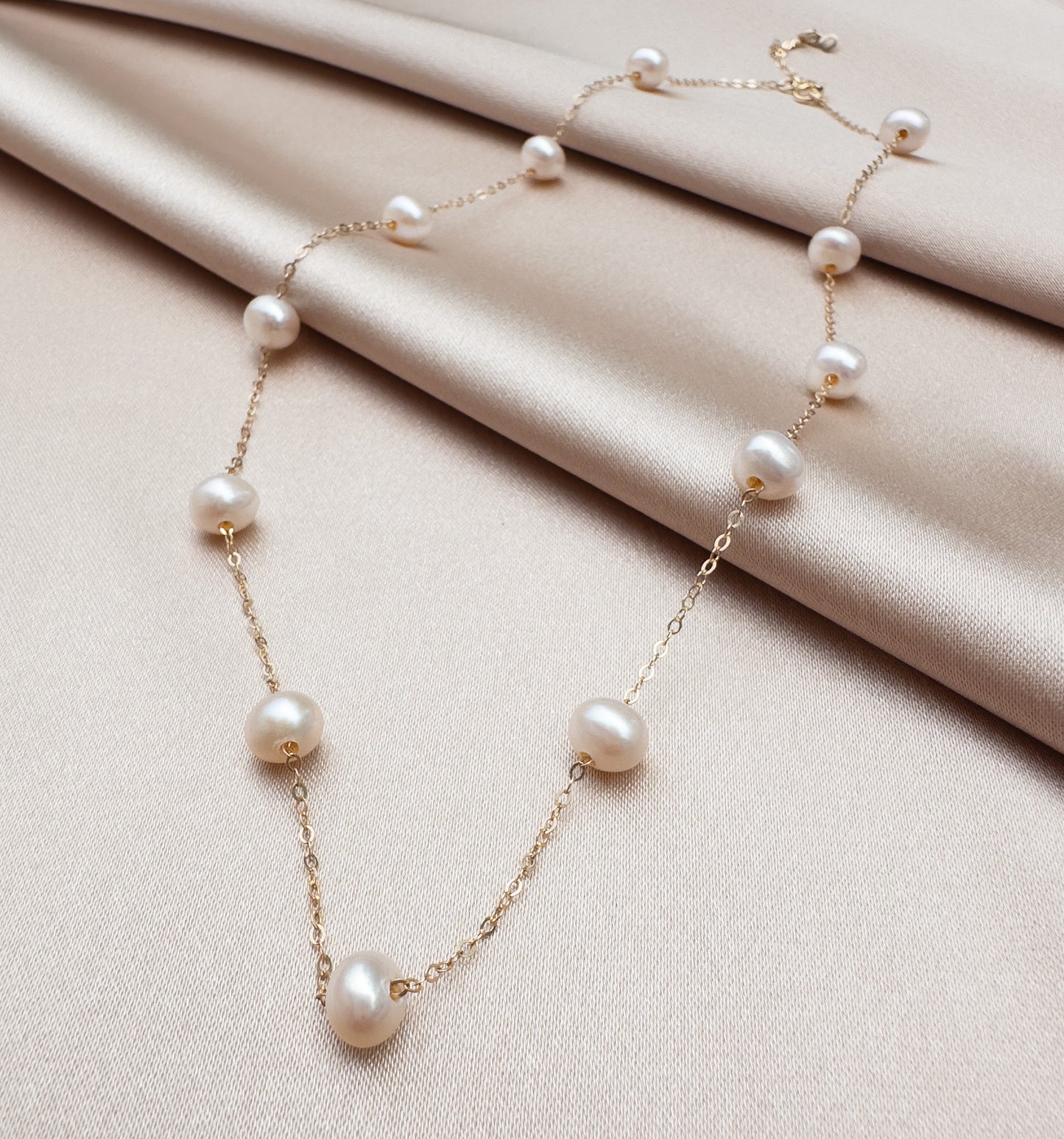 OS gold filled & natural pearl necklace.