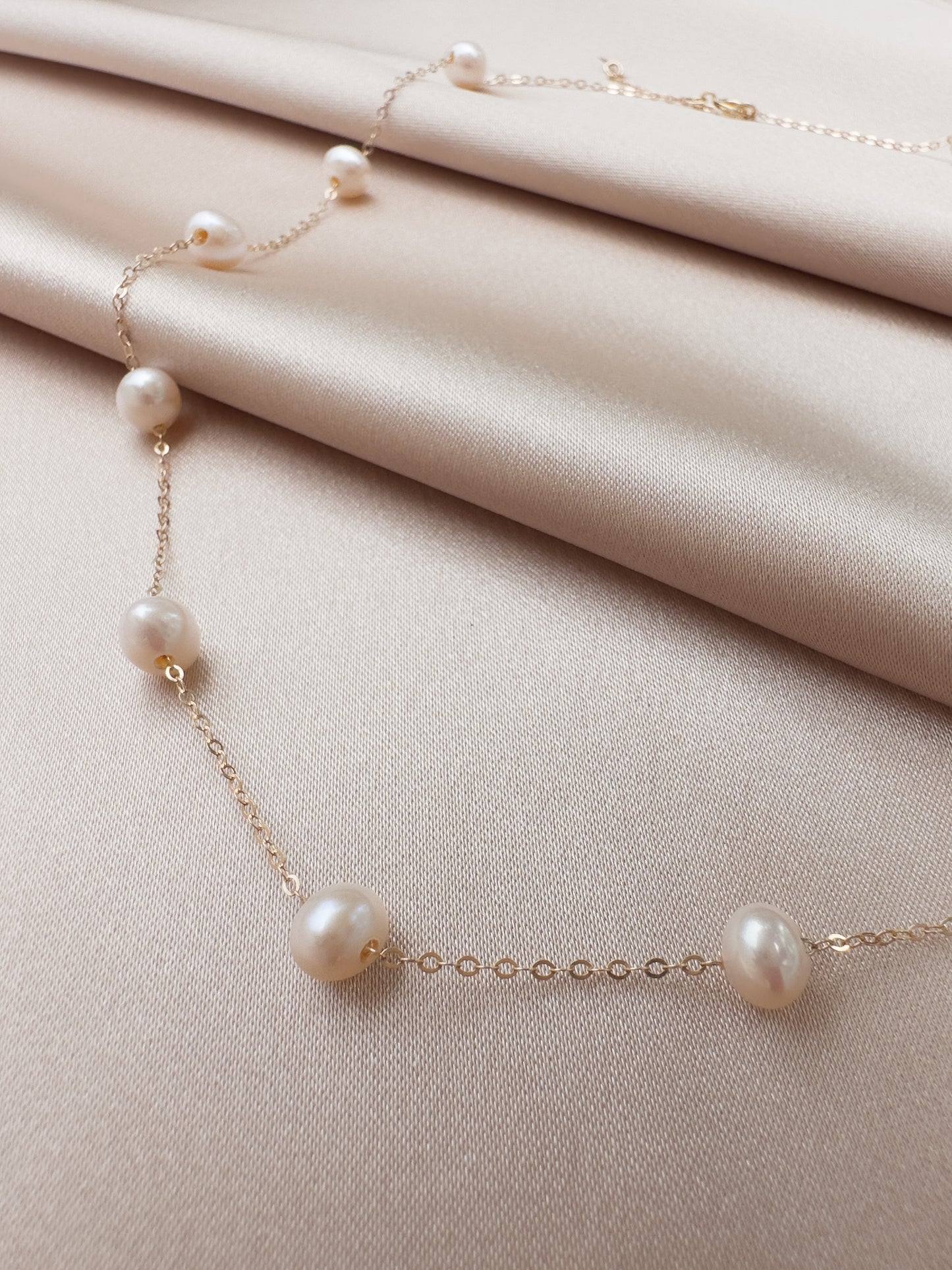 OS gold filled & natural pearl necklace.